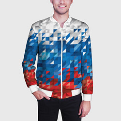 Бомбер мужской Пиксельный флаг, цвет: 3D-белый — фото 2