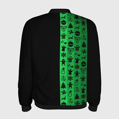 Мужской бомбер Новогодние узоры / 3D-Черный – фото 2