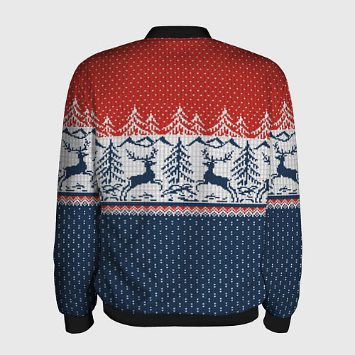 Мужской бомбер Новогодний вязаный узор / 3D-Черный – фото 2