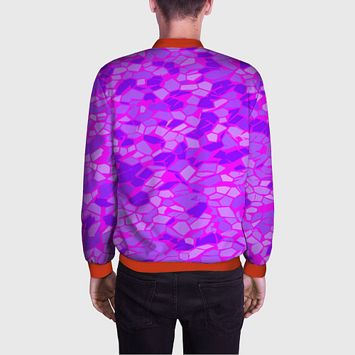 Мужской бомбер Фиолетовые плитки на розовом фоне / 3D-Красный – фото 4