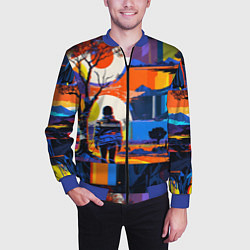 Бомбер мужской Ночная прогулка абстракция, цвет: 3D-синий — фото 2