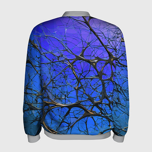 Мужской бомбер Чёрные волокна и синий фон абстракция / 3D-Меланж – фото 2