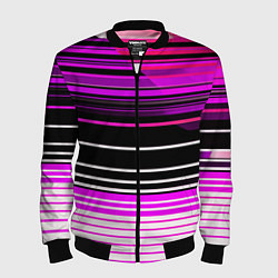 Бомбер мужской Разноцветные вертикальные линии, цвет: 3D-черный