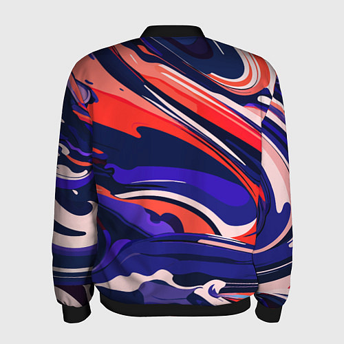 Мужской бомбер Абстракция разводов разноцветная / 3D-Черный – фото 2