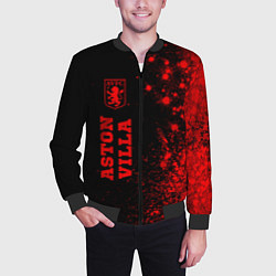 Бомбер мужской Aston Villa - red gradient по-вертикали, цвет: 3D-черный — фото 2
