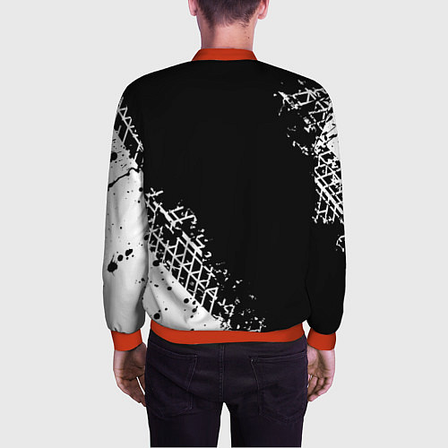 Мужской бомбер Honda - следы от шин / 3D-Красный – фото 4