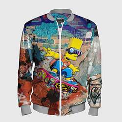 Бомбер мужской Bart Simpson on a skateboard - graffiti, цвет: 3D-меланж