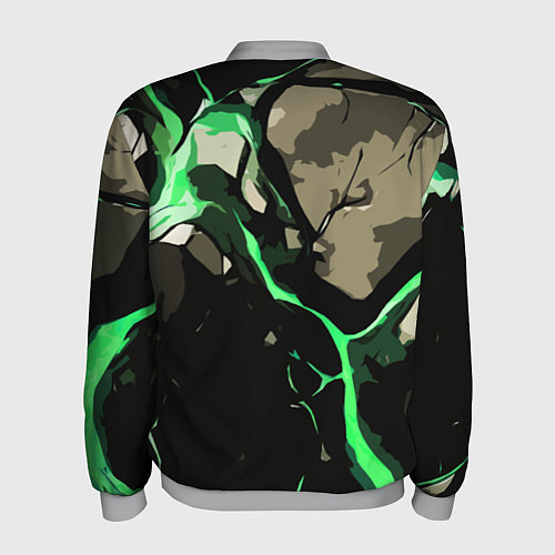 Мужской бомбер Зелёный разлом в камне / 3D-Меланж – фото 2