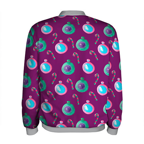 Мужской бомбер Новогодний узор с елочными игрушками / 3D-Меланж – фото 2