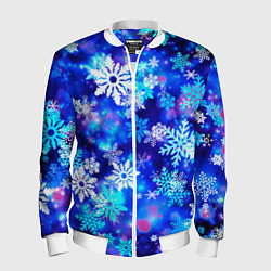 Бомбер мужской Яркие узоры снежинок, цвет: 3D-белый