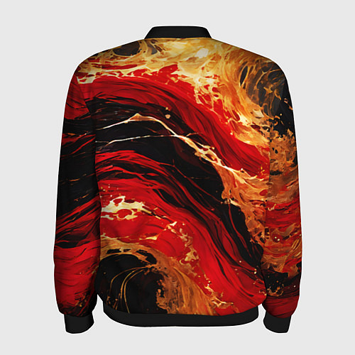 Мужской бомбер Красно-золотые брызги на чёрном фоне / 3D-Черный – фото 2
