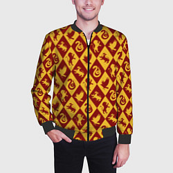 Бомбер мужской Гарри Поттер факультеты, цвет: 3D-черный — фото 2