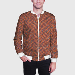 Бомбер мужской Медно-коричневый текстурированный, цвет: 3D-белый — фото 2