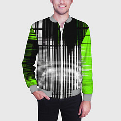 Бомбер мужской Зелёно-чёрный гранж на белом фоне, цвет: 3D-меланж — фото 2
