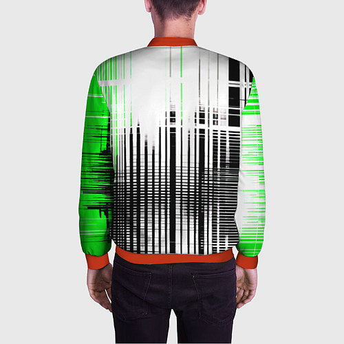 Мужской бомбер Зелёно-чёрный гранж на белом фоне / 3D-Красный – фото 4