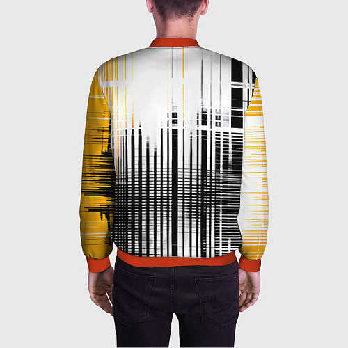Мужской бомбер Жёлто-чёрный гранж на белом фоне / 3D-Красный – фото 4