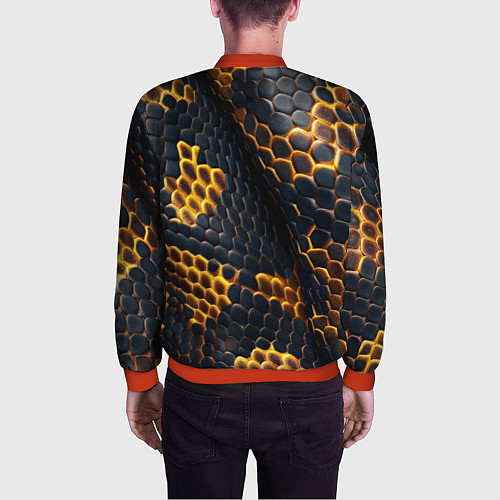 Мужской бомбер Текстура змеи / 3D-Красный – фото 4