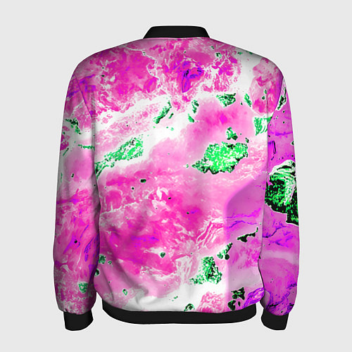 Мужской бомбер Розово-зелёная абстракция / 3D-Черный – фото 2