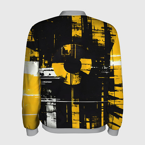 Мужской бомбер Жёлто-белый гранж на чёрном фоне / 3D-Меланж – фото 2