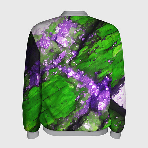 Мужской бомбер Фиолетовый минерал в зелёном камне / 3D-Меланж – фото 2