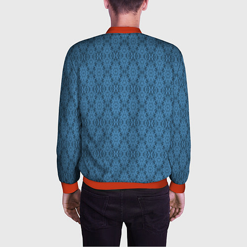 Мужской бомбер Синий абстрактный геометрический узор / 3D-Красный – фото 4