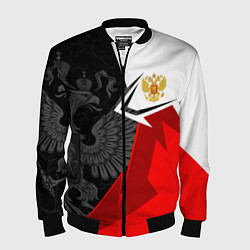 Бомбер мужской Герб России - красно-белый, цвет: 3D-черный