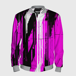 Бомбер мужской Вертикальные чёрно-белые линии на розовом фоне, цвет: 3D-меланж