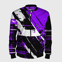 Бомбер мужской Diagonal black and white stripes on a purple backg, цвет: 3D-черный