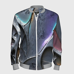 Бомбер мужской Полированный серебряный металл, цвет: 3D-меланж