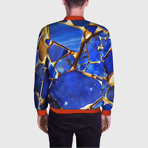 Мужской бомбер A gold mineral in a blue stone / 3D-Красный – фото 4
