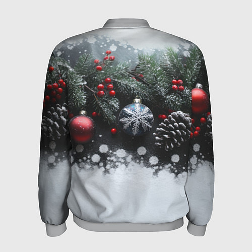 Мужской бомбер Елочные игрушки и снег / 3D-Меланж – фото 2