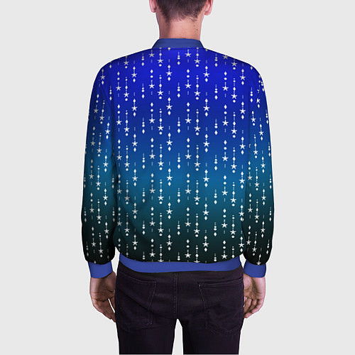 Мужской бомбер Градиент сине-зелёный со звёздочками / 3D-Синий – фото 4