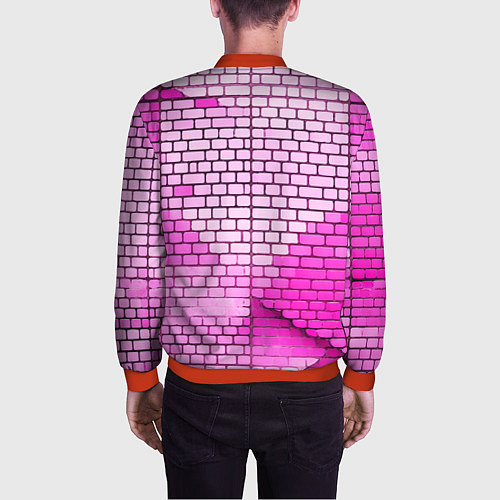 Мужской бомбер Розовые кирпичики / 3D-Красный – фото 4