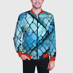Бомбер мужской Синие рельефные плитки, цвет: 3D-красный — фото 2