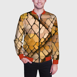Бомбер мужской Жёлтые рельефные плитки, цвет: 3D-красный — фото 2