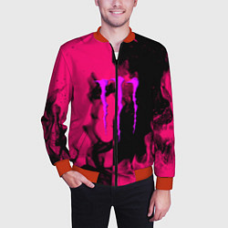 Бомбер мужской Monster energy fire pink, цвет: 3D-красный — фото 2