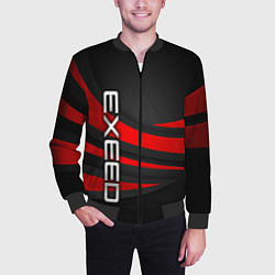 Бомбер мужской Exeed - красные линии, цвет: 3D-черный — фото 2