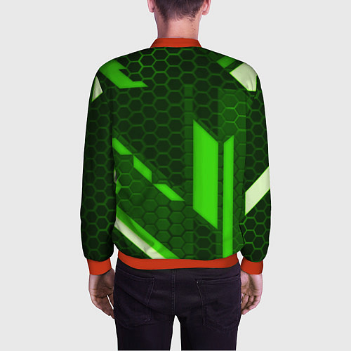 Мужской бомбер Doom geometry green / 3D-Красный – фото 4