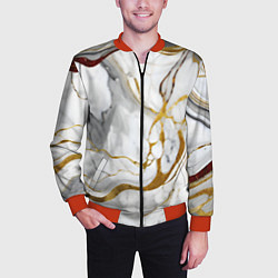 Бомбер мужской Жёлто-белый мрамор, цвет: 3D-красный — фото 2