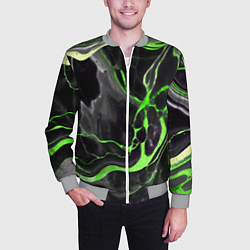 Бомбер мужской Зелёно-чёрный мрамор, цвет: 3D-меланж — фото 2