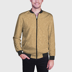 Бомбер мужской Песчаный бежевый текстурный, цвет: 3D-черный — фото 2