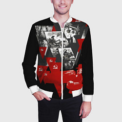 Бомбер мужской Советская экономика - Владимир Ленин, цвет: 3D-белый — фото 2