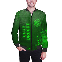 Бомбер мужской Club Brugge - green gradient вертикально, цвет: 3D-черный — фото 2