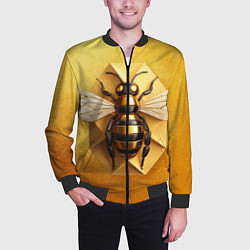 Бомбер мужской Пчела на золоте, цвет: 3D-черный — фото 2