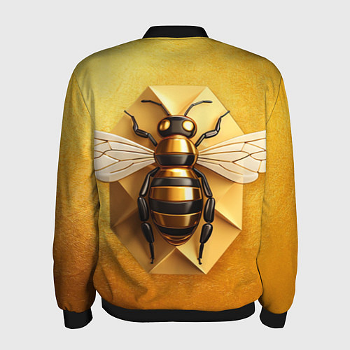Мужской бомбер Пчела на золоте / 3D-Черный – фото 2