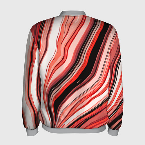 Мужской бомбер Волнистые вертикальные чёрно-красные полосы / 3D-Меланж – фото 2