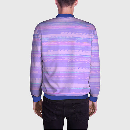 Мужской бомбер Нежный сиреневый полосатый / 3D-Синий – фото 4
