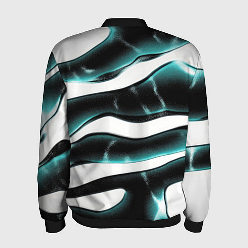 Мужской бомбер Абстрактный черно-зеленый камуфляж / 3D-Черный – фото 2