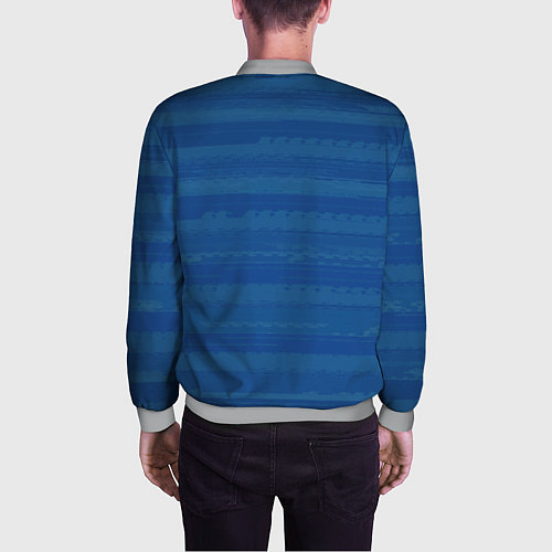 Мужской бомбер Тёмный серо-синий полосатый / 3D-Меланж – фото 4