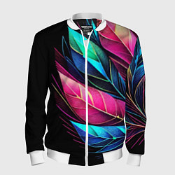 Бомбер мужской Букет из цветных перьев - неон, цвет: 3D-белый